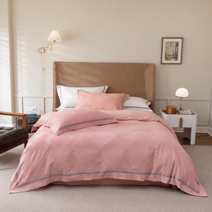 91家纺网 家纺一手货源 找家纺 艾莱2022新款华夫格全棉水洗棉四件套-卡诺凡卡诺凡-粉豆沙