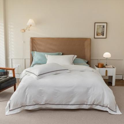 91家纺网 家纺一手货源 找家纺 艾莱2022新款华夫格全棉水洗棉四件套-卡诺凡卡诺凡-象牙白