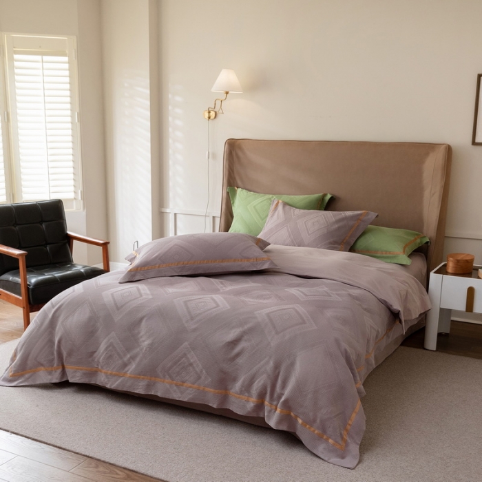 91家纺网 家纺一手货源 找家纺 艾莱2022新款华夫格全棉水洗棉四件套-卡诺凡卡诺凡-雅典灰