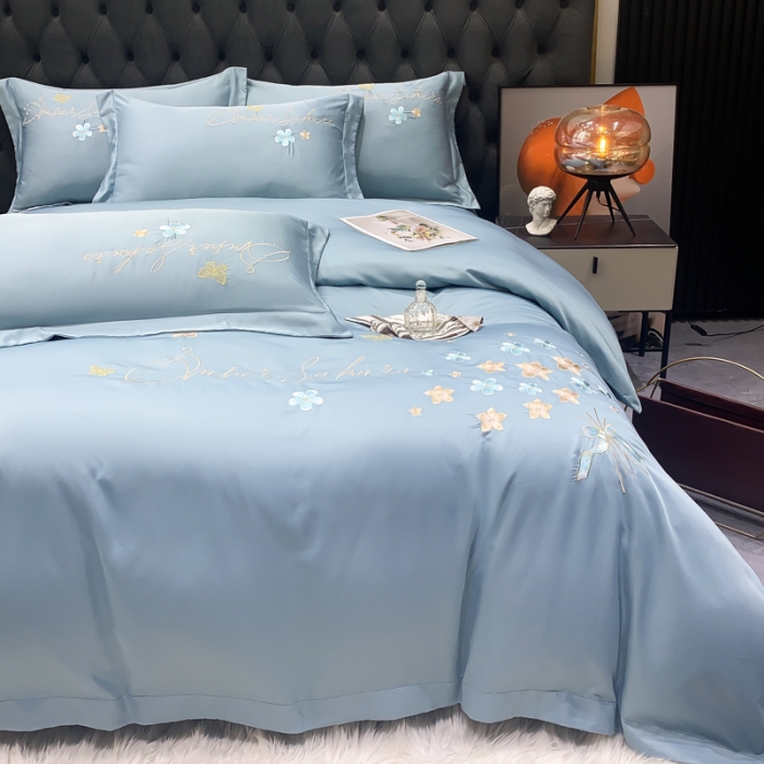 91家纺网 家纺一手货源 找家纺 （总）安妮家居 2022新款水洗真丝刺绣四件套-花漾