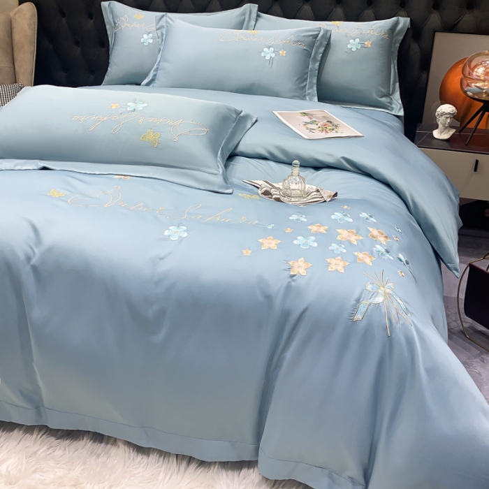 91家纺网 家纺一手货源 找家纺 （总）安妮家居 2022新款水洗真丝刺绣四件套-花漾