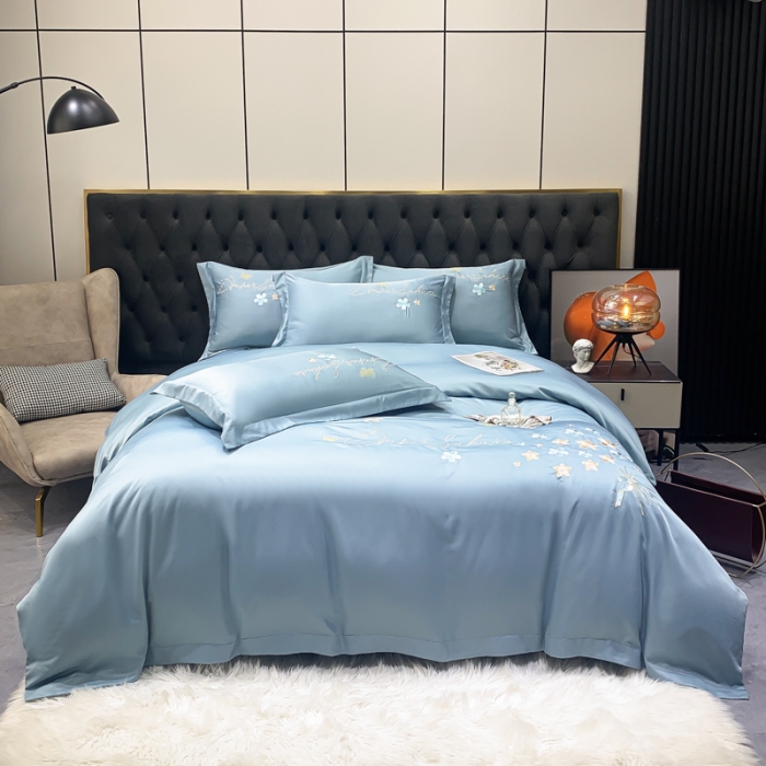 91家纺网 家纺一手货源 找家纺 （总）安妮家居 2022新款水洗真丝刺绣四件套-花漾