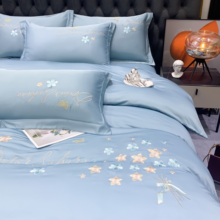 91家纺网 家纺一手货源 找家纺 （总）安妮家居 2022新款水洗真丝刺绣四件套-花漾