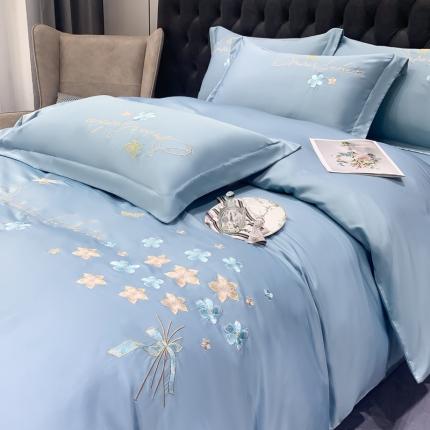 91家纺网 家纺一手货源 找家纺 （总）安妮家居 2022新款水洗真丝刺绣四件套-花漾