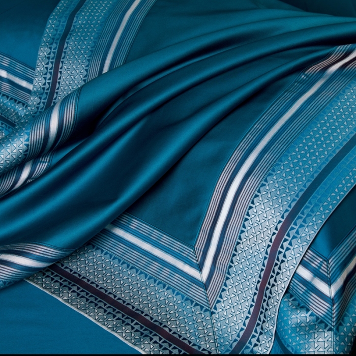 91家纺网 家纺一手货源 找家纺 （总）雅韵诗真丝馆 2023新款全棉色织拼边四件套（不退换）