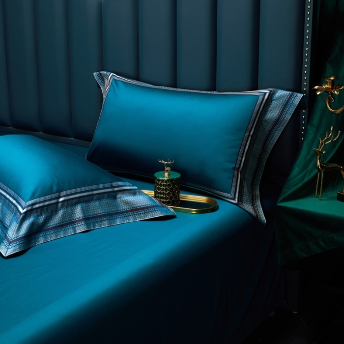 91家纺网 家纺一手货源 找家纺 （总）雅韵诗真丝馆 2023新款全棉色织拼边四件套（不退换）