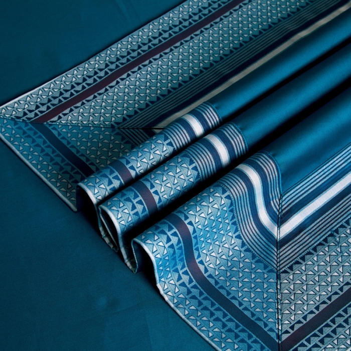 91家纺网 家纺一手货源 找家纺 （总）雅韵诗真丝馆 2023新款全棉色织拼边四件套（不退换）