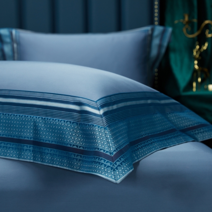 91家纺网 家纺一手货源 找家纺 雅韵诗真丝馆 2023新款全棉色织拼边四件套 色织拼边深灰