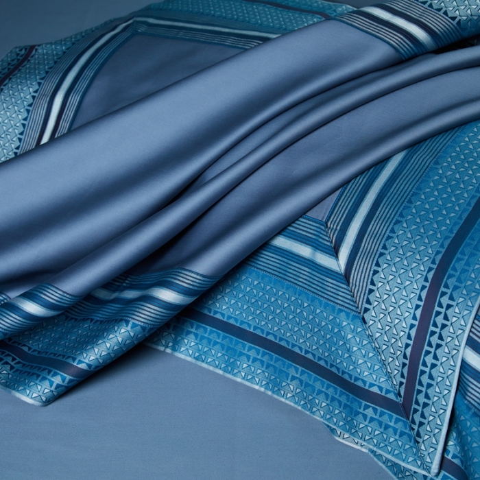 91家纺网 家纺一手货源 找家纺 雅韵诗真丝馆 2023新款全棉色织拼边四件套 色织拼边深灰