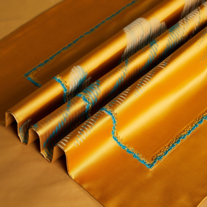 91家纺网 家纺一手货源 找家纺 雅韵诗真丝馆 2023新款全棉色织提花四件套 色织提花金色年华