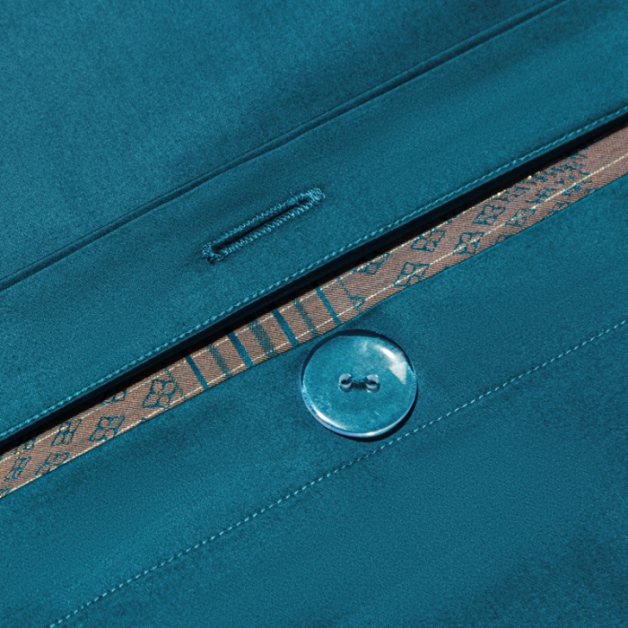 91家纺网 家纺一手货源 找家纺 雅韵诗真丝馆 2023新款全棉色织提花四件套 伊丽莎白孔雀蓝