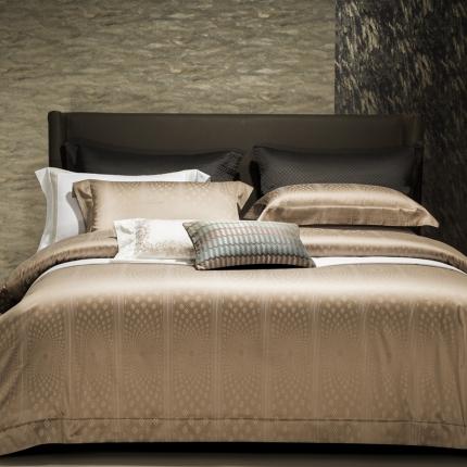 雅韵诗真丝馆 2023新款全棉色织提花四件套 伊丽莎白香槟金