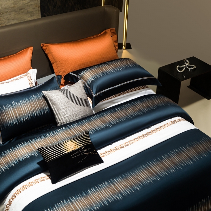 91家纺网 家纺一手货源 找家纺 雅韵诗真丝馆 2023新款全棉色织提花四件套 泽西