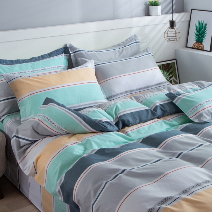 91家纺网 家纺一手货源 找家纺 雨萝家纺 2022新款纯棉四件套全棉学生宿舍三件套 米可