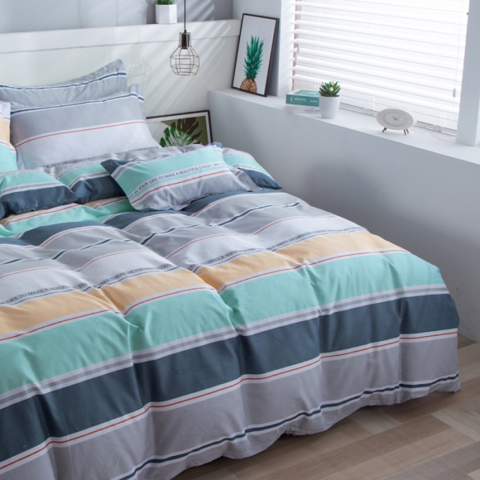 91家纺网 家纺一手货源 找家纺 雨萝家纺 2022新款纯棉四件套全棉学生宿舍三件套 米可