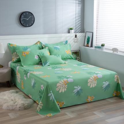 91家纺网 家纺一手货源 找家纺 雨萝家纺 2022新款纯棉床单全棉被单 蔓香-绿