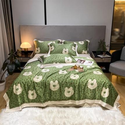 91家纺网 家纺一手货源 找家纺 (总)馨乐 2022新款亲肤印花卡通水洗天丝夏被四件套