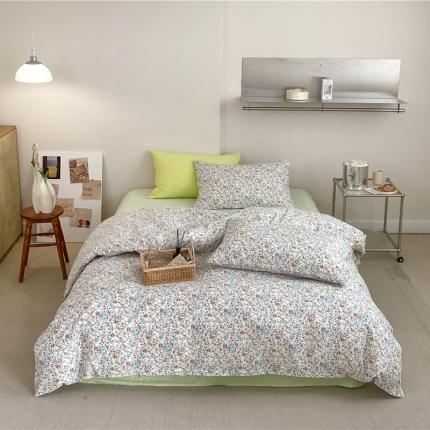 91家纺网 家纺一手货源 找家纺 棉眠 2022春夏新款全棉混搭四件套 绿可可（枕套可混搭可碎花）