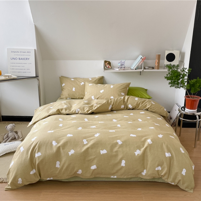 91家纺网 家纺一手货源 找家纺 棉眠 2022春夏新款全棉混搭四件套 NiNi狗（枕套默认混搭）