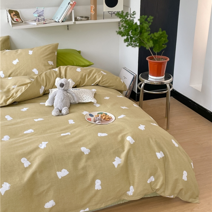 91家纺网 家纺一手货源 找家纺 棉眠 2022春夏新款全棉混搭四件套 NiNi狗（枕套默认混搭）