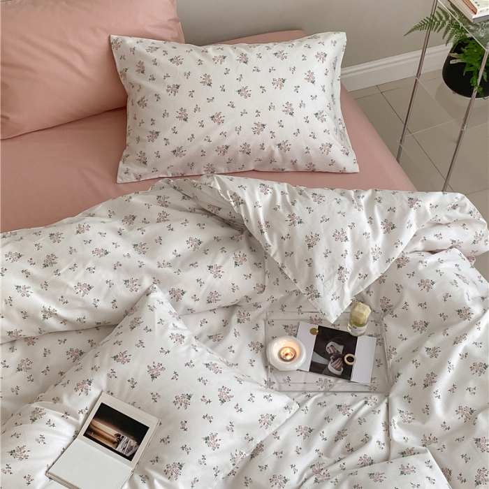 91家纺网 家纺一手货源 找家纺 棉眠 2022春夏新款全棉混搭四件套 松饼小姐（枕套可混搭可碎花）