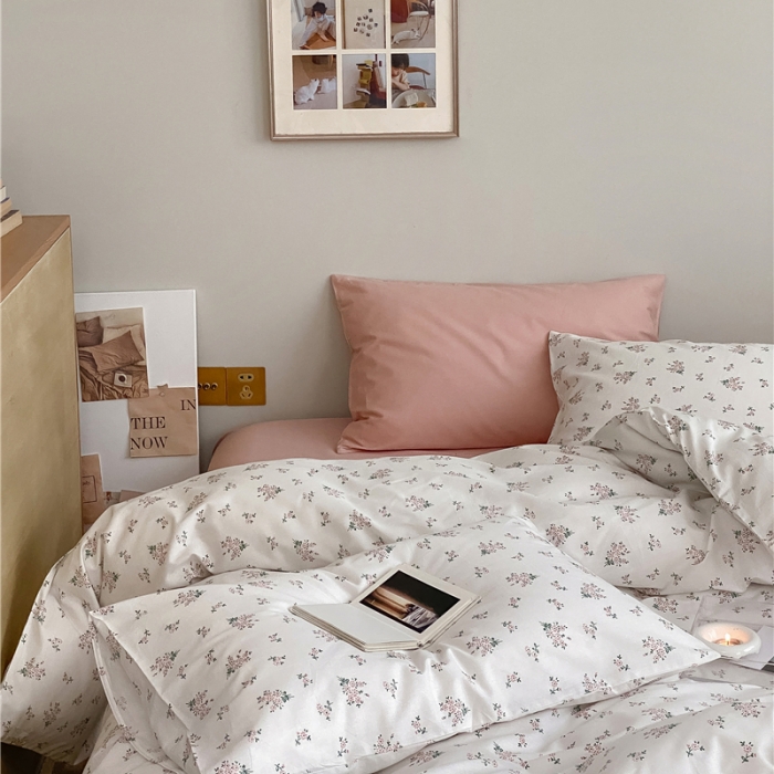 91家纺网 家纺一手货源 找家纺 棉眠 2022春夏新款全棉混搭四件套 松饼小姐（枕套可混搭可碎花）