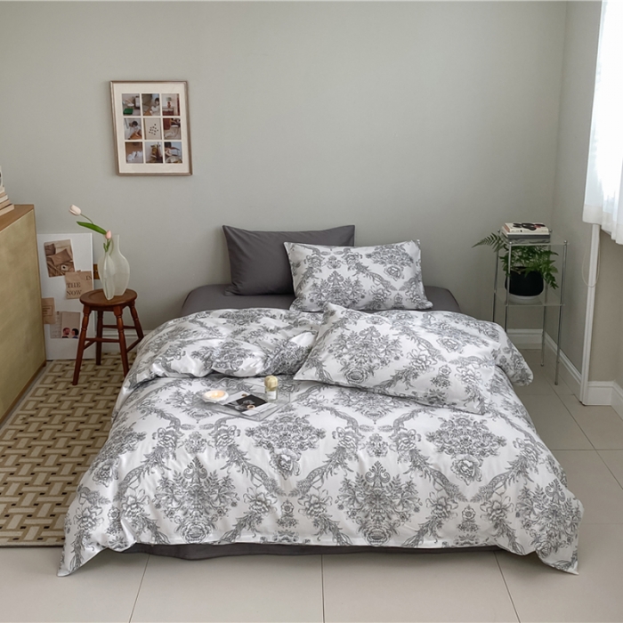 91家纺网 家纺一手货源 找家纺 棉眠 2022春夏新款全棉混搭四件套 海莉夫人（枕套可混搭可碎花）