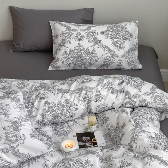 91家纺网 家纺一手货源 找家纺 棉眠 2022春夏新款全棉混搭四件套 海莉夫人（枕套可混搭可碎花）