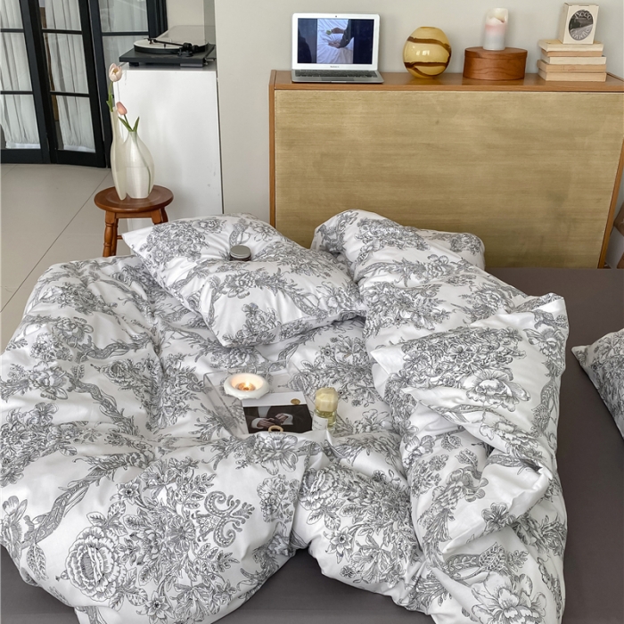 91家纺网 家纺一手货源 找家纺 棉眠 2022春夏新款全棉混搭四件套 海莉夫人（枕套可混搭可碎花）