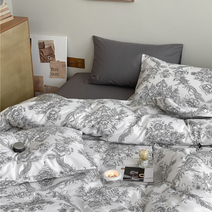 91家纺网 家纺一手货源 找家纺 棉眠 2022春夏新款全棉混搭四件套 海莉夫人（枕套可混搭可碎花）