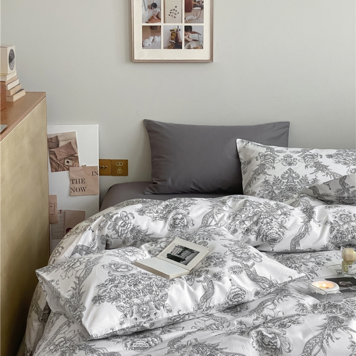 91家纺网 家纺一手货源 找家纺 棉眠 2022春夏新款全棉混搭四件套 海莉夫人（枕套可混搭可碎花）
