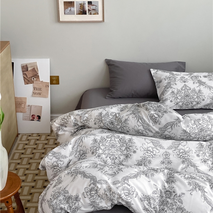 91家纺网 家纺一手货源 找家纺 棉眠 2022春夏新款全棉混搭四件套 海莉夫人（枕套可混搭可碎花）