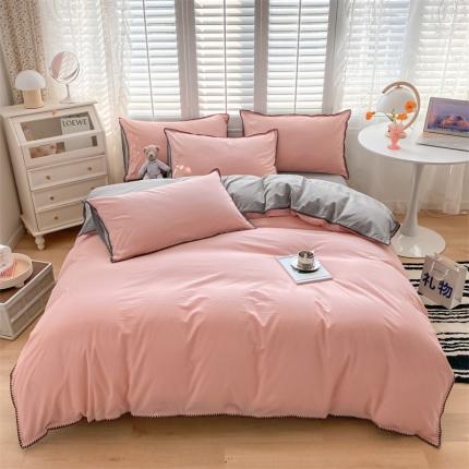 91家纺网 家纺一手货源 找家纺 （总）眠帛 2022新款水洗棉贝壳绣边四件套