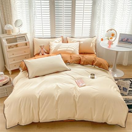 91家纺网 家纺一手货源 找家纺 （总）眠帛 2022新款水洗棉贝壳绣边四件套