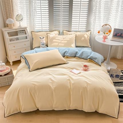91家纺网 家纺一手货源 找家纺 （总）眠帛 2022新款水洗棉贝壳绣边四件套