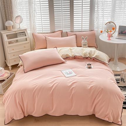 91家纺网 家纺一手货源 找家纺 （总）眠帛 2022新款水洗棉贝壳绣边四件套