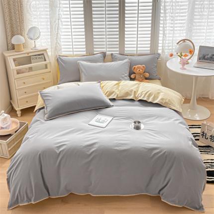 91家纺网 家纺一手货源 找家纺 （总）眠帛 2022新款水洗棉贝壳绣边四件套