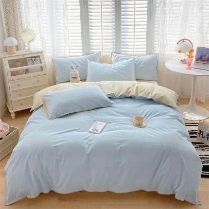 91家纺网 家纺一手货源 找家纺 （总）眠帛 2022新款水洗棉贝壳绣边四件套