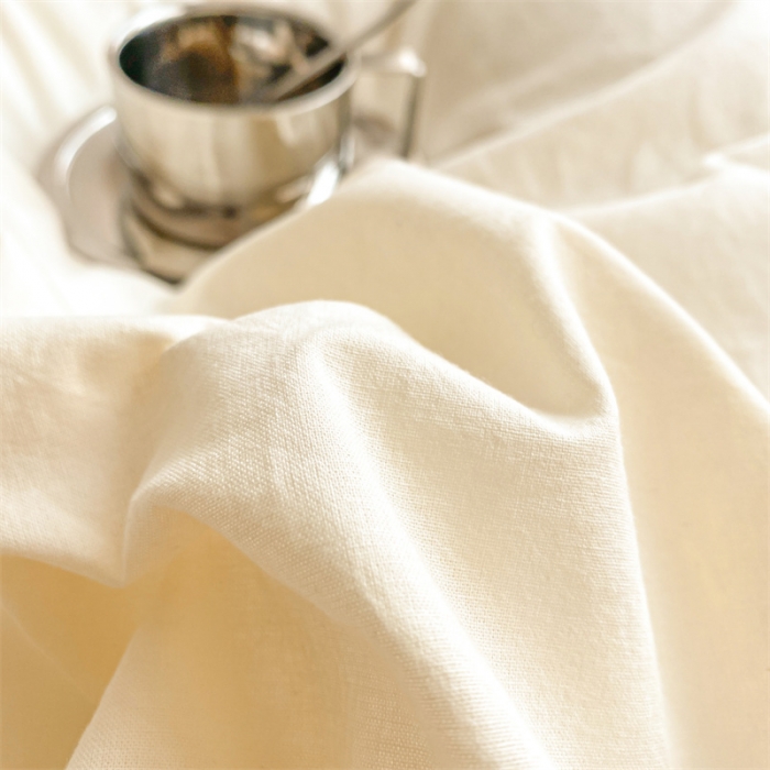 91家纺网 家纺一手货源 找家纺 眠帛 2022新款水洗棉贝壳绣边四件套 奶黄-焦糖