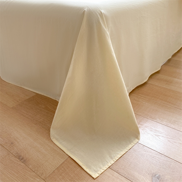 91家纺网 家纺一手货源 找家纺 眠帛 2022新款水洗棉贝壳绣边四件套 天空蓝-奶黄