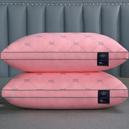 梵羽枕芯 2022新款磨毛羽丝绒枕芯 双G立体边-粉色