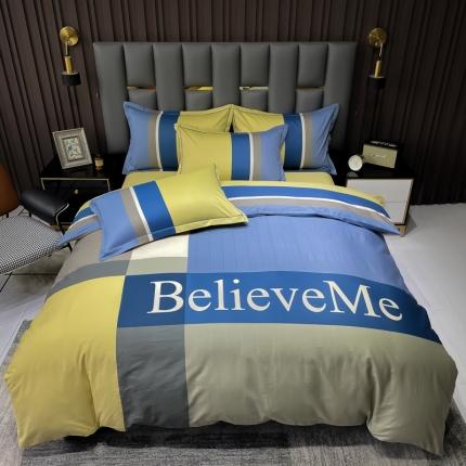 金爱家 2023新款全棉13372简约条格四件套 新克罗