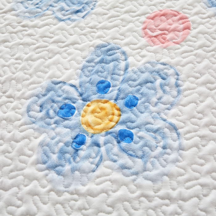 91家纺网 家纺一手货源 找家纺 艾晶美家纺 2022新款磨毛印花夹棉床盖三件套 春天里