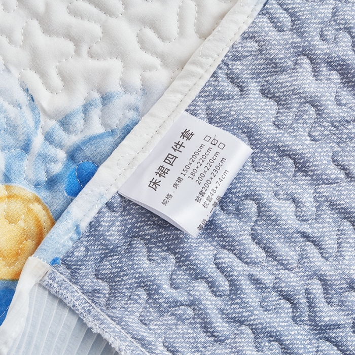 91家纺网 家纺一手货源 找家纺 艾晶美家纺 2022新款磨毛印花夹棉床盖三件套 春天里