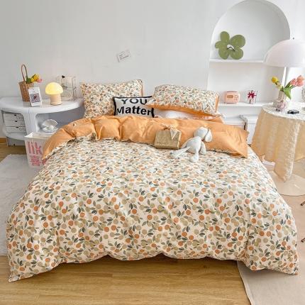 91家纺网 家纺一手货源 找家纺 沐棉 2022新款全棉13370四件套花颜系列 硕果