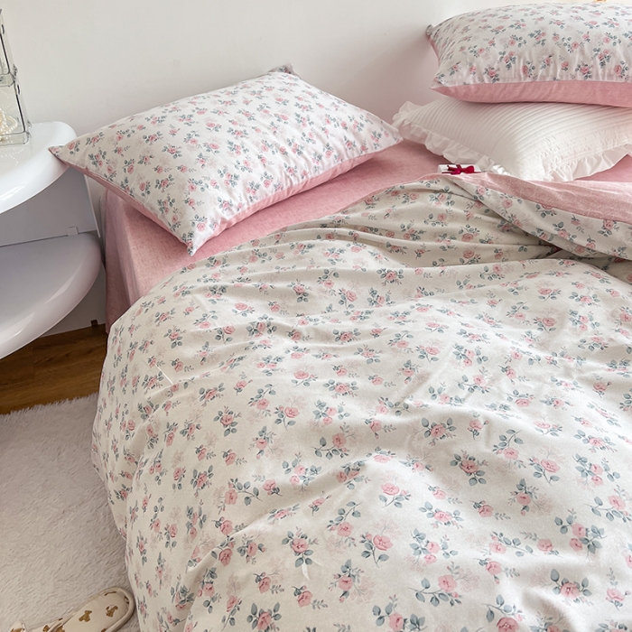 91家纺网 家纺一手货源 找家纺 沐棉 2022新款全棉13370四件套花颜系列 简爱