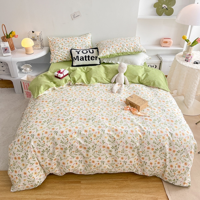 91家纺网 家纺一手货源 找家纺 沐棉 2022新款全棉13370四件套花颜系列 清雅