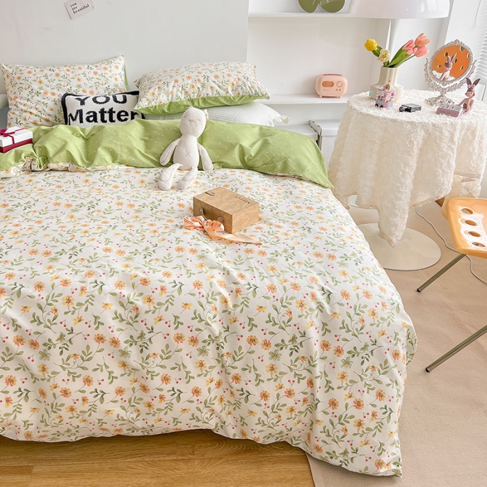 91家纺网 家纺一手货源 找家纺 沐棉 2022新款全棉13370四件套花颜系列 清雅