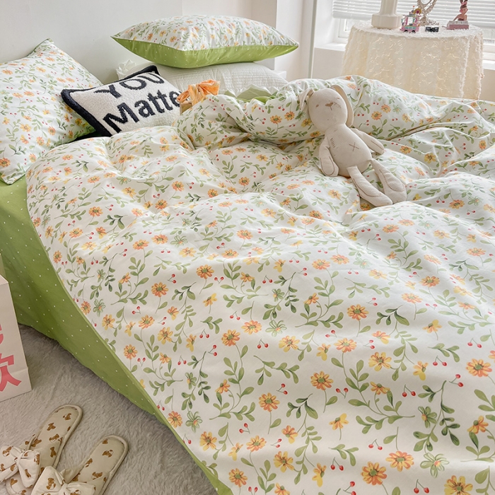 91家纺网 家纺一手货源 找家纺 沐棉 2022新款全棉13370四件套花颜系列 清雅