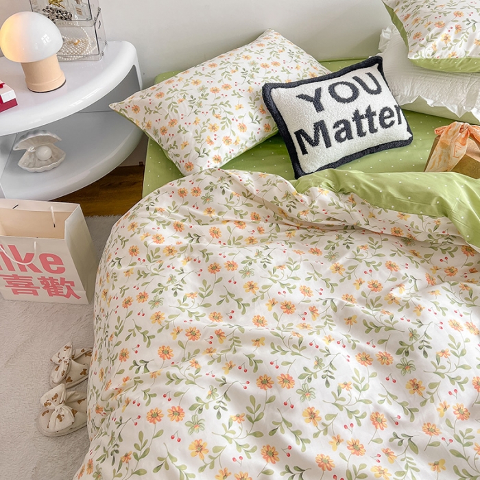 91家纺网 家纺一手货源 找家纺 沐棉 2022新款全棉13370四件套花颜系列 清雅